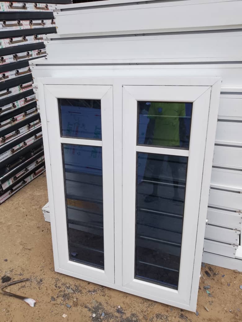 White aluminium casement window with double glazing